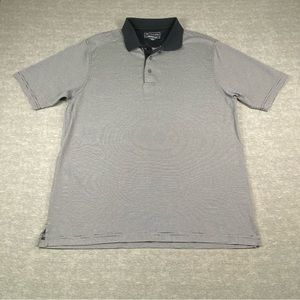 Jos A Bank Mens‎ Leadbetter Golf Black/White Striped Short Sleeve Polo Size L